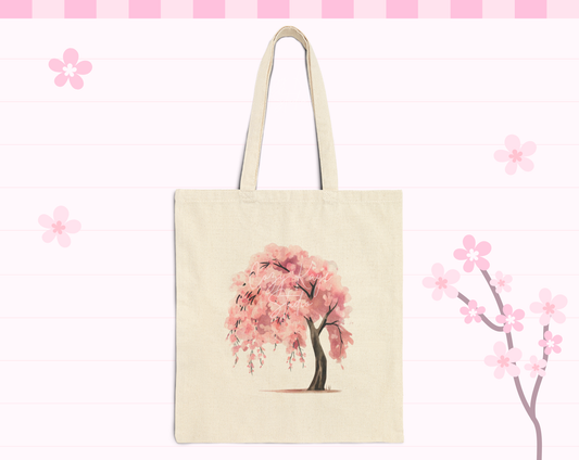 Sakura Tree Cotton Canvas Tote Bag