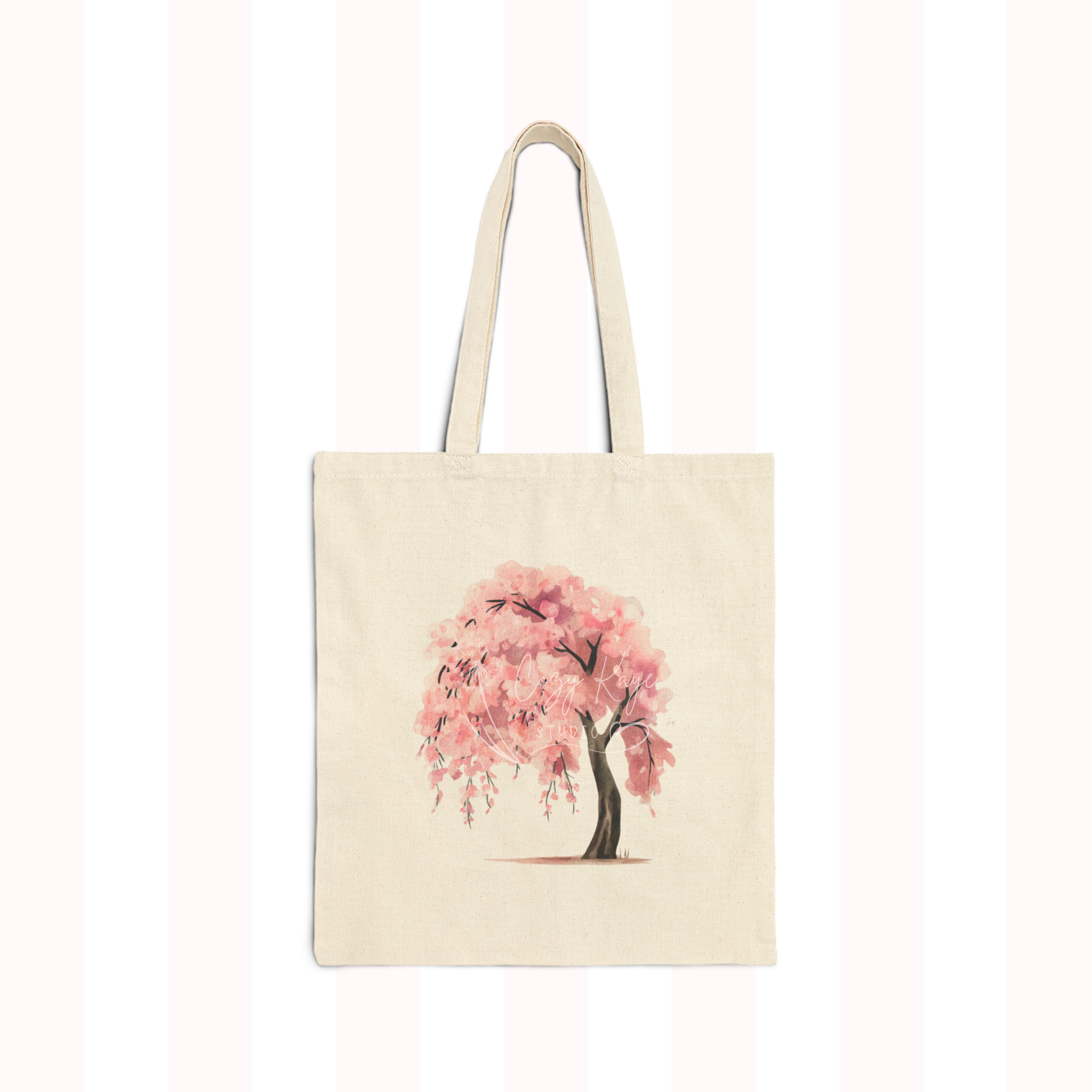 Sakura Tree Cotton Canvas Tote Bag (Peony)