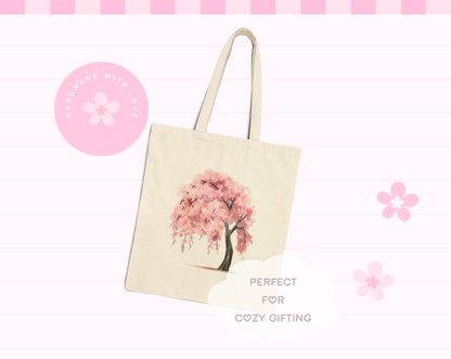 Sakura Tree Cotton Canvas Tote Bag
