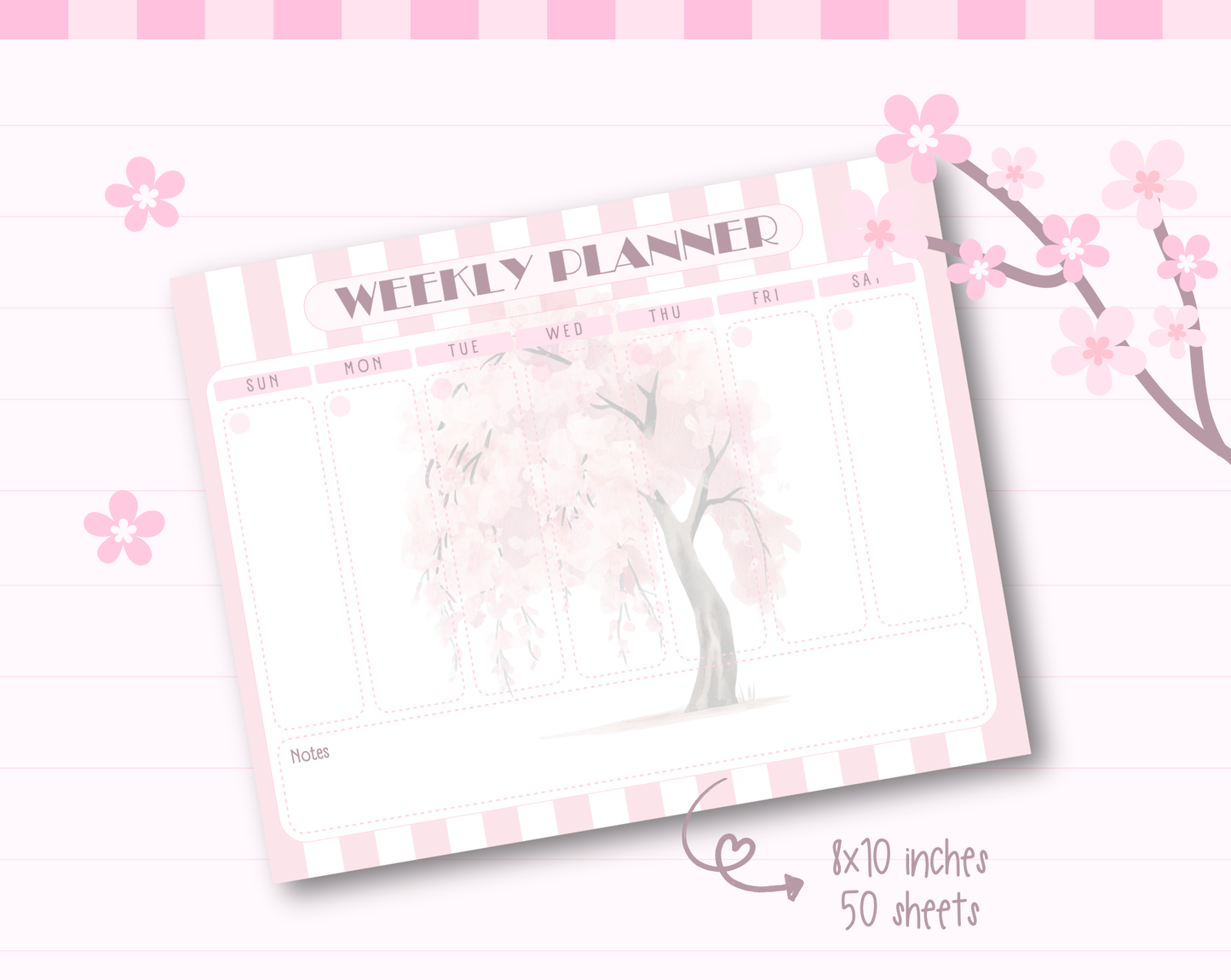 Sakura Tree 8x10 Weekly Memo Pad