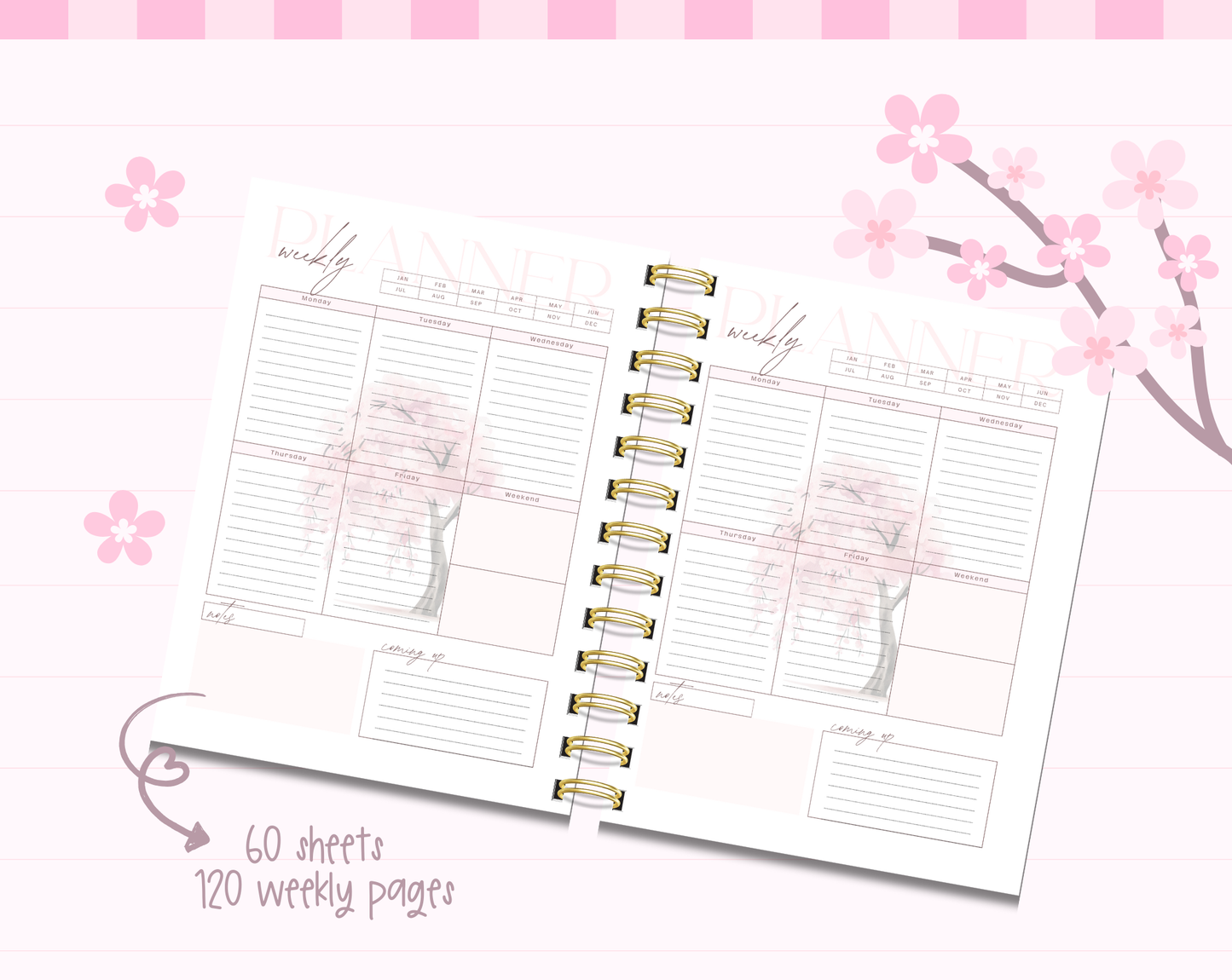 Sakura Tree Weekly Planner Spiral Bound