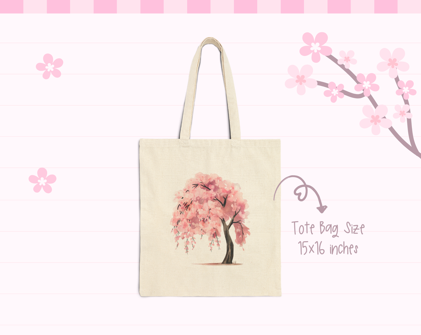 Sakura Tree Cotton Canvas Tote Bag
