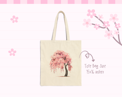 Sakura Tree Cotton Canvas Tote Bag