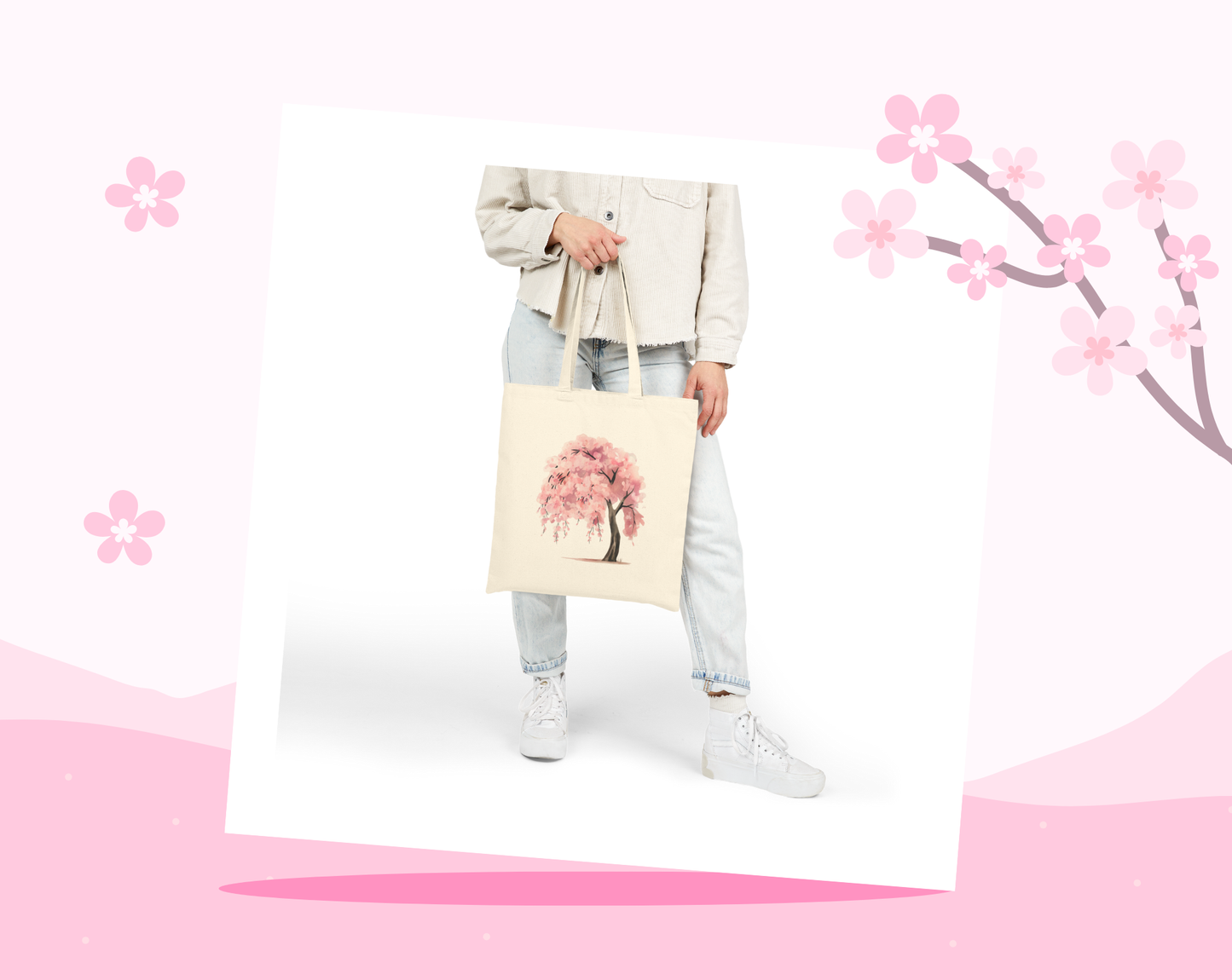 Sakura Tree Cotton Canvas Tote Bag