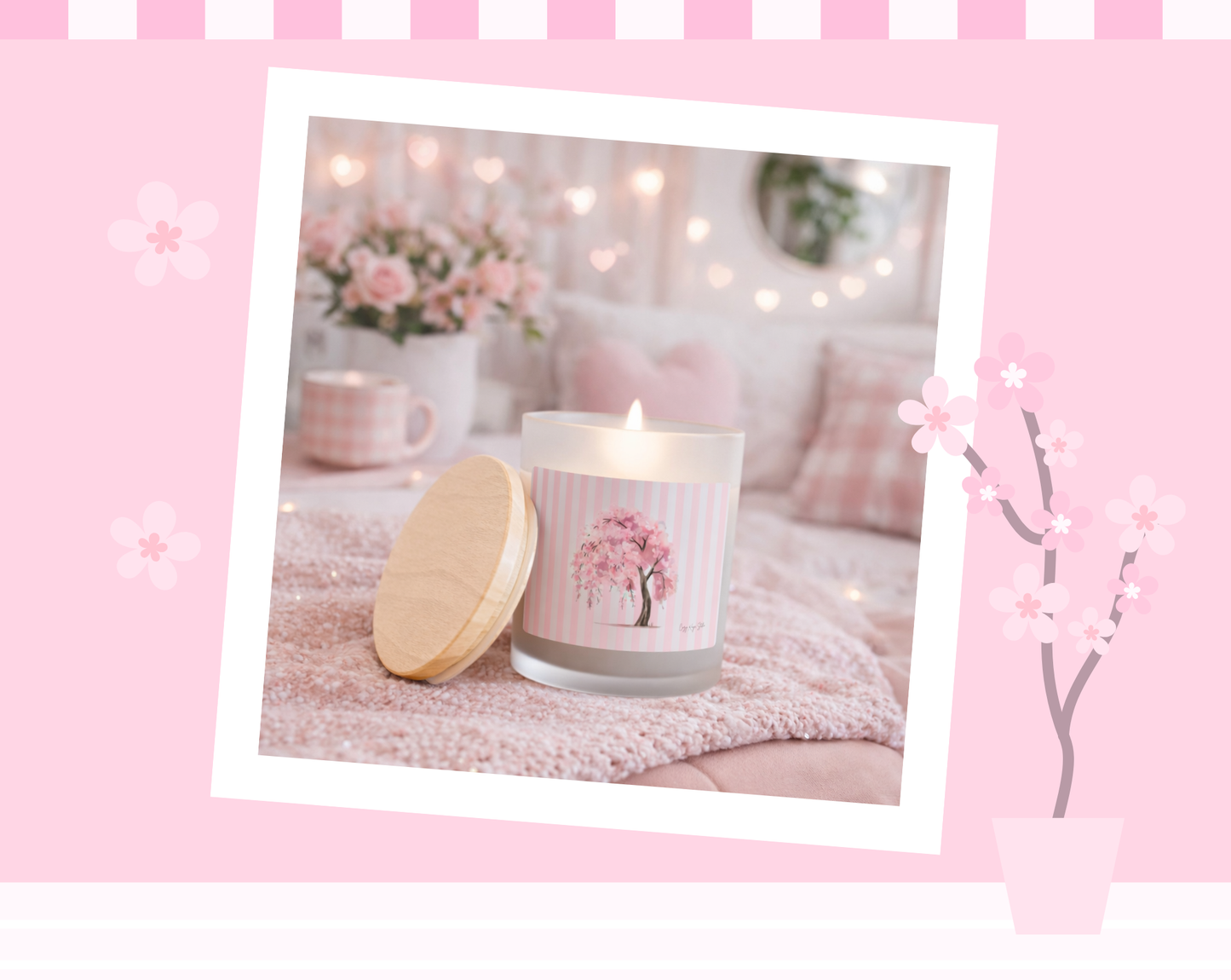 Sakura Tree Frosted Candle - Blackcherry Vanilla Scent