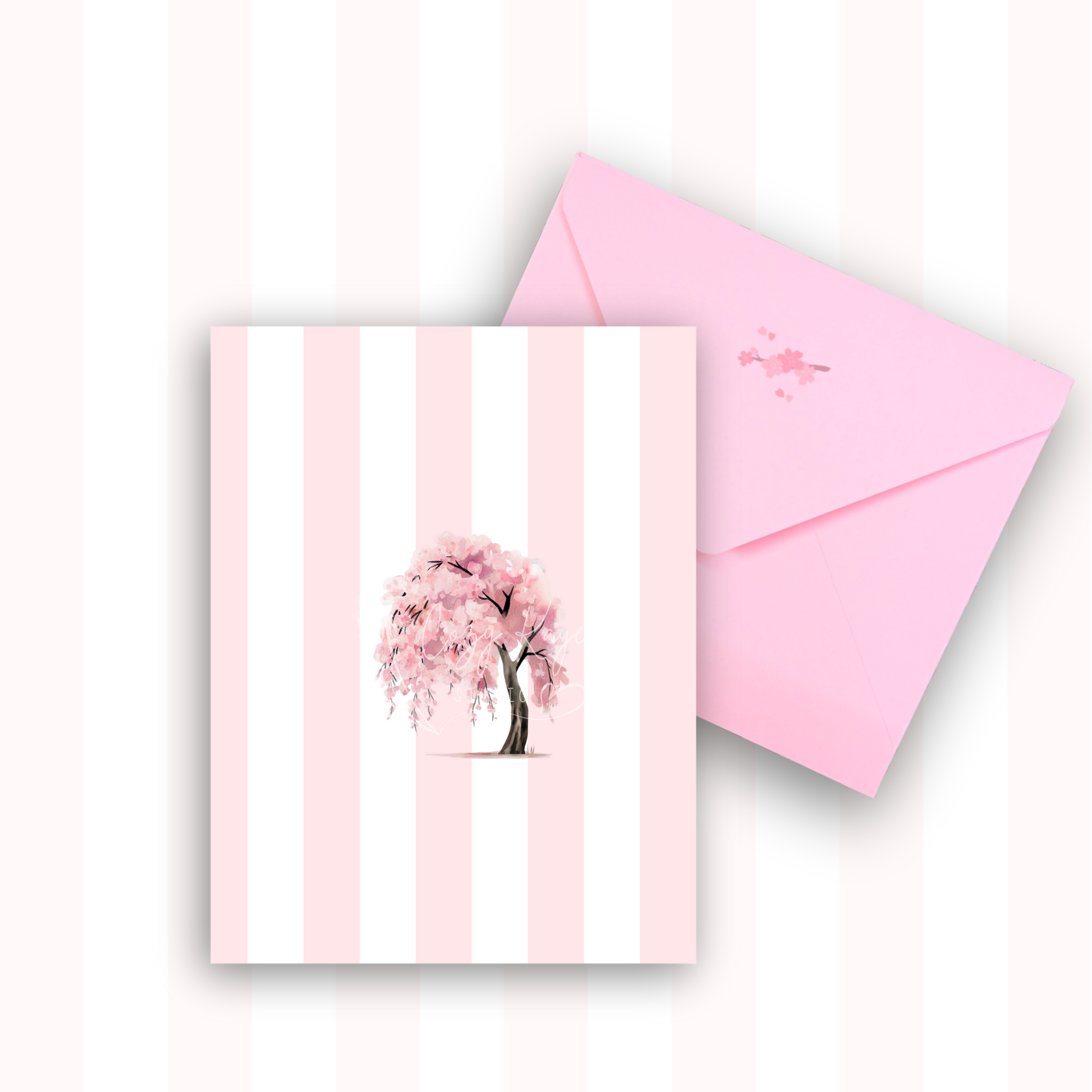 Sakura Tree Greeting Card (Peony)
